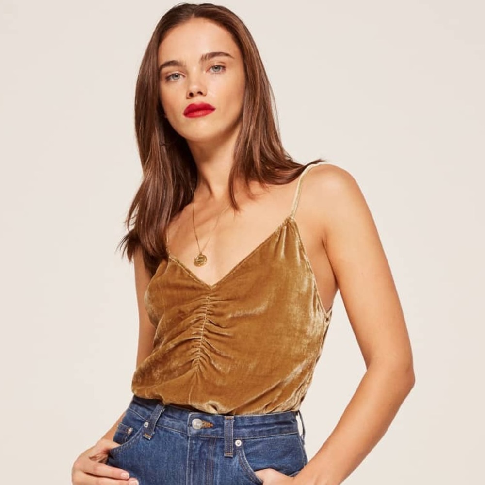 Reformation gold velvet top